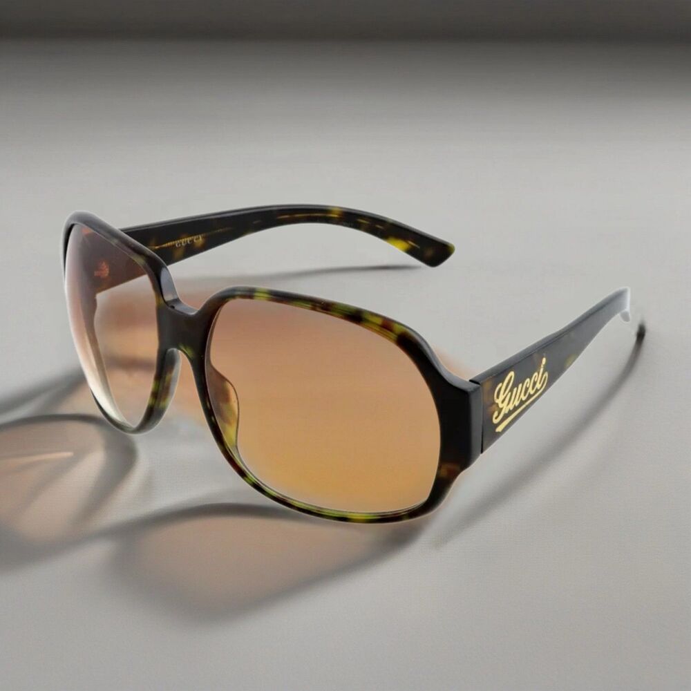 Gucci Oversized Tortoiseshell Sunglasses Brown Gradient Logo + Case GG 2948/S